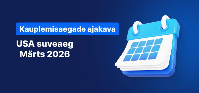 Kalender sinisel taustal, valge tekstiga „US Daylight Saving March 2026“.