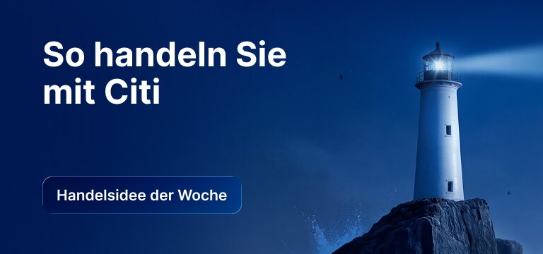 Grafik zur Handelsidee der Woche: So handeln Sie mit Citi, mit Leuchtturm-Motiv im Hintergrund.