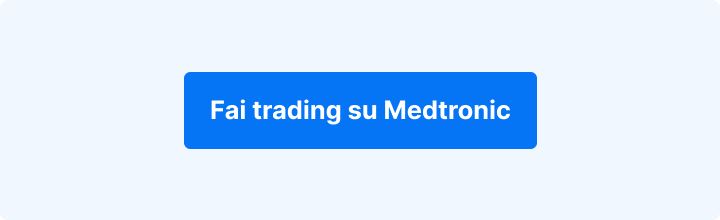 Sfondo azzurro con la scritta in bianco: "Fai trading su Medtronic".