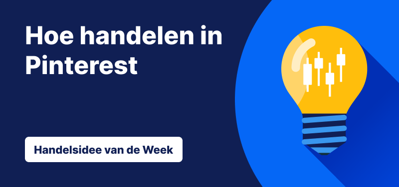 Blauwe achtergrond met een gloeilamp en de tekst: "Hoe handelen in Pinterest".