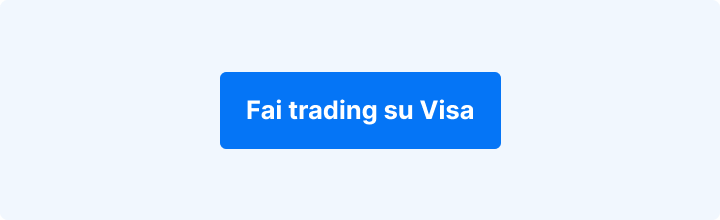 Sfondo azzurro con la scritta in bianco: "Fai trading su Visa".