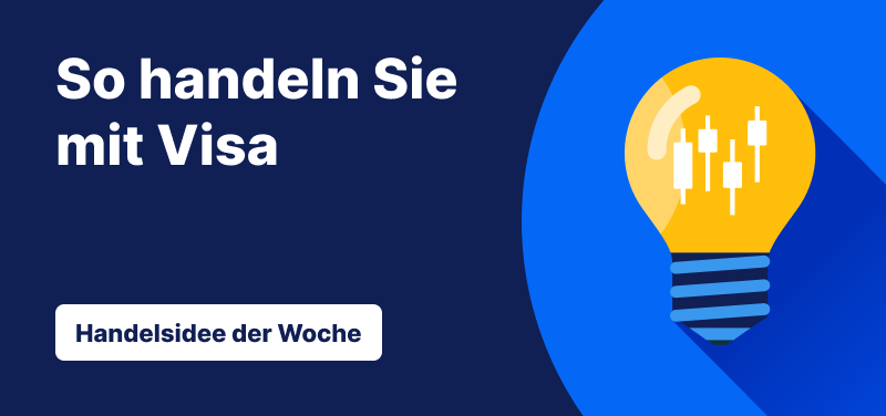 Handelsidee der Woche: So handeln Sie die Visa-Aktie – Chart-Symbol und Glühbirne als Idee für Trading-Inspiration.